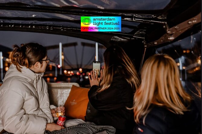 Amsterdam Light Festival: Cruise Unlimited Drinks & Bite option - Boat Comfort: Open Views in Dry Weather, Covered Setup in Rain
