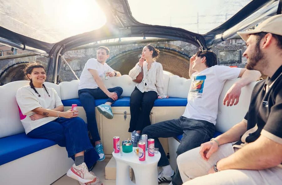 Amsterdam: Smoke & Cruise on covered Cannabis Boat With Bar - Onboard bar and the no outside drinks rule