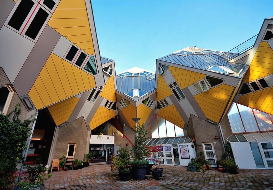 From Amsterdam: Rotterdam to The Hague and Delft - Cube Houses and Oude Haven, a design break plus waterfront atmosphere