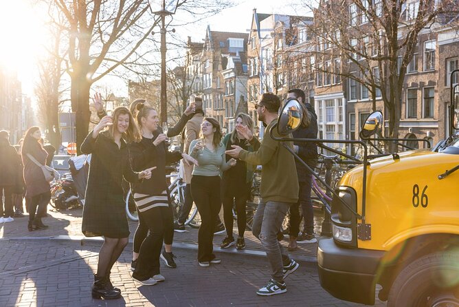 Partybus Amsterdam for 15 persons (1 hour drive) - Inside the Bus: Screens, Mic, Wi-Fi, and the Party Setup